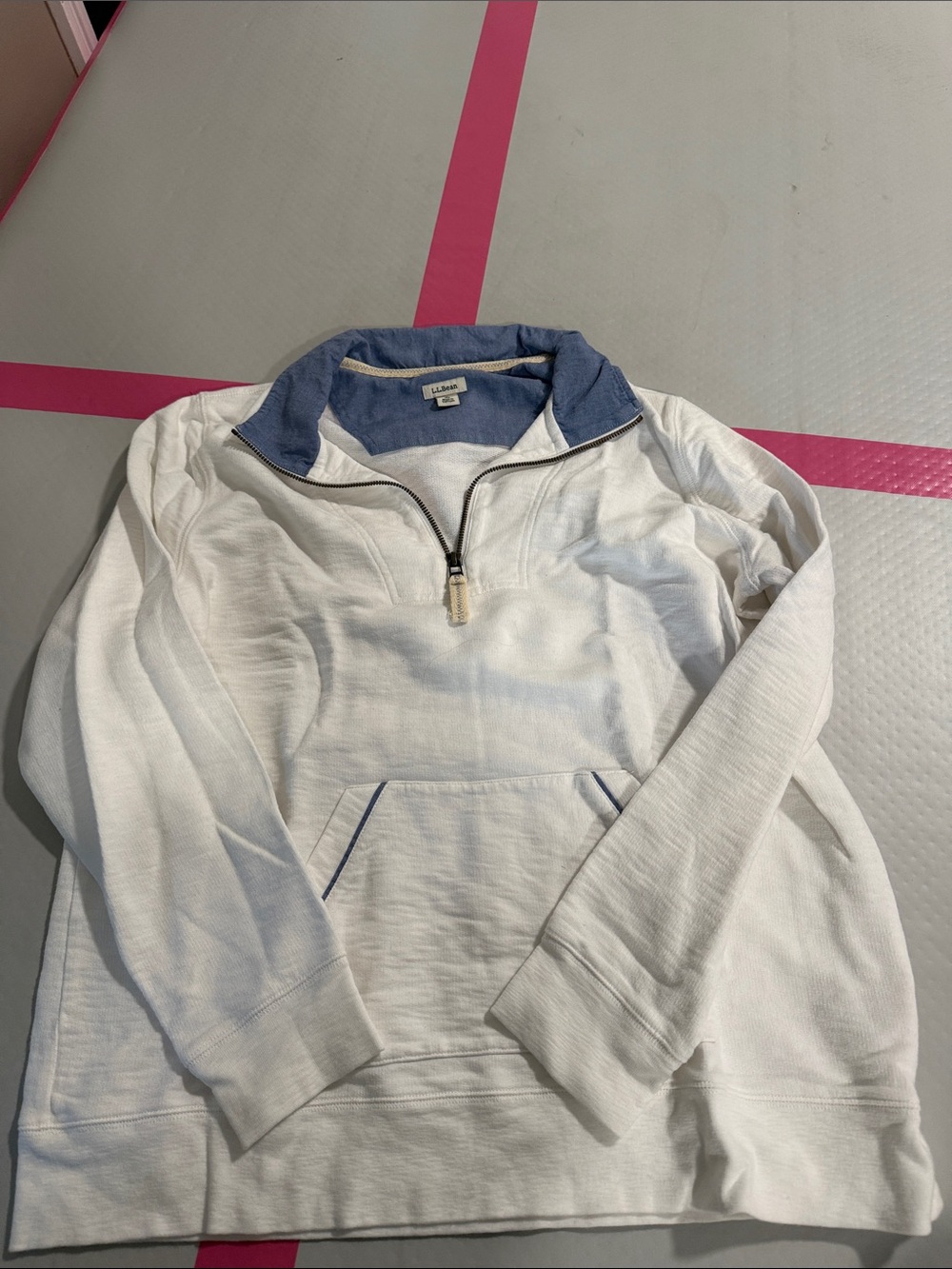 L.L. Bean white Half-Zip Sweatshirt